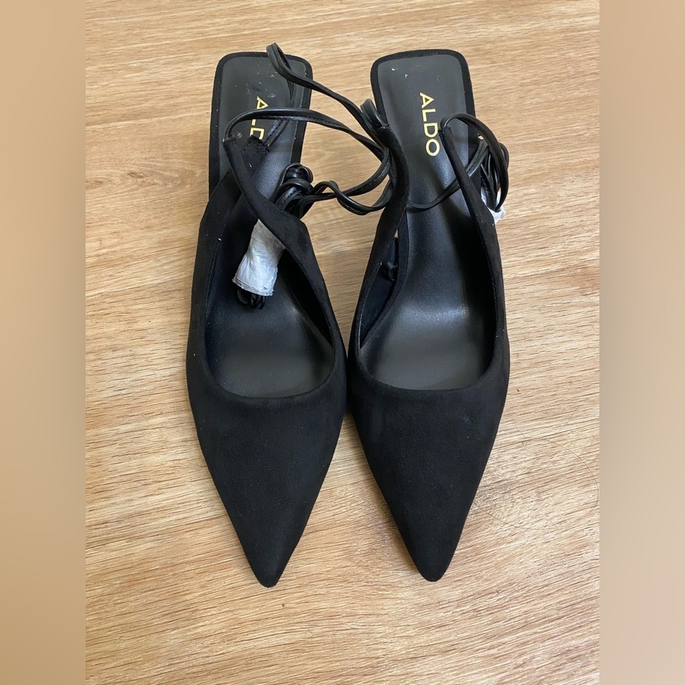 Aldo Elegant Black Lace-Up Heels - Picture 2 of 6